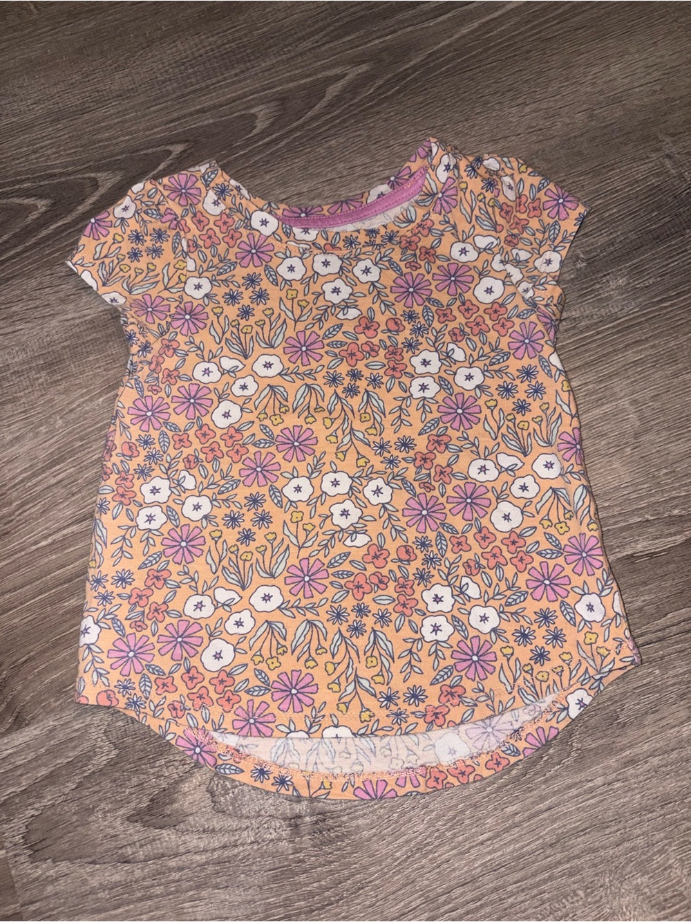 Cat & Jack Peach Floral Short Sleeve Tee